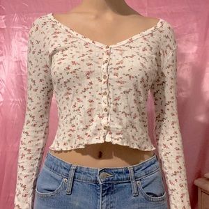 Cottagecore Y2K Red Floral Top